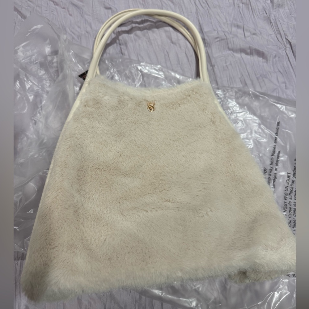 Victoria secret VS Cream Faux Fur tote Bag